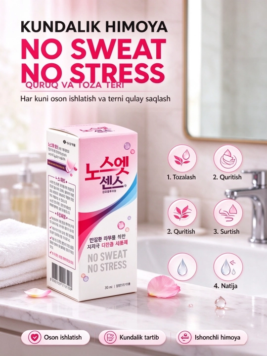 Дезодорант корейский от излишней потливости, шариковое, No Sweat No Stress, 30 мл