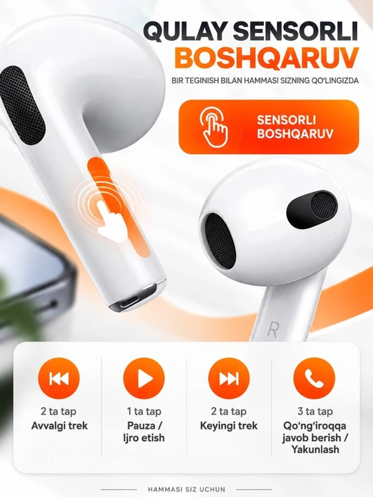 IPhone va Android uchun simsiz Pods TESCO 3  quloqchinlari, sovg‘a sifatida g‘ilof