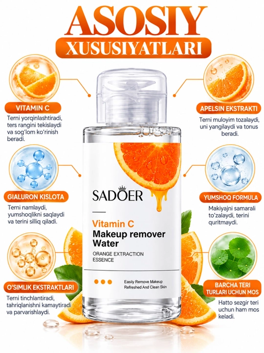 Mitsellyar suvi SADOER Vitamin C Makeup Remover Water