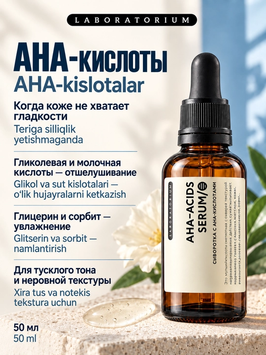 Сыворотка для лица Laboratorium: витамин C, AHA, салициловая, пептиды, сквалан, увлажнение