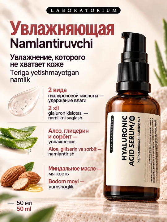 Сыворотка для лица Laboratorium: витамин C, AHA, салициловая, пептиды, сквалан, увлажнение