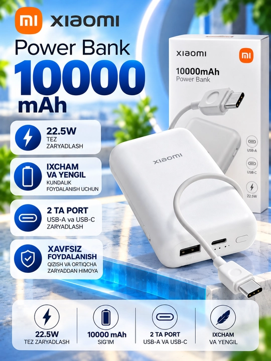 Xiaomi 22.5W и Mi 33W Power Bank 10000mAh-USB-A,USB-C,быстрая зарядка,внешний аккумулятор