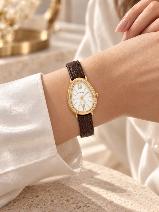 Женские часы, девушек, наручные часы, с кварцевым механизмом, BVLGARI, с кожаным ремешком