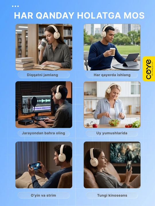 Simsiz quloqchin, ANC Bluetooth quloqchinlar, 38 soat ishlash vaqti, premium naushnik