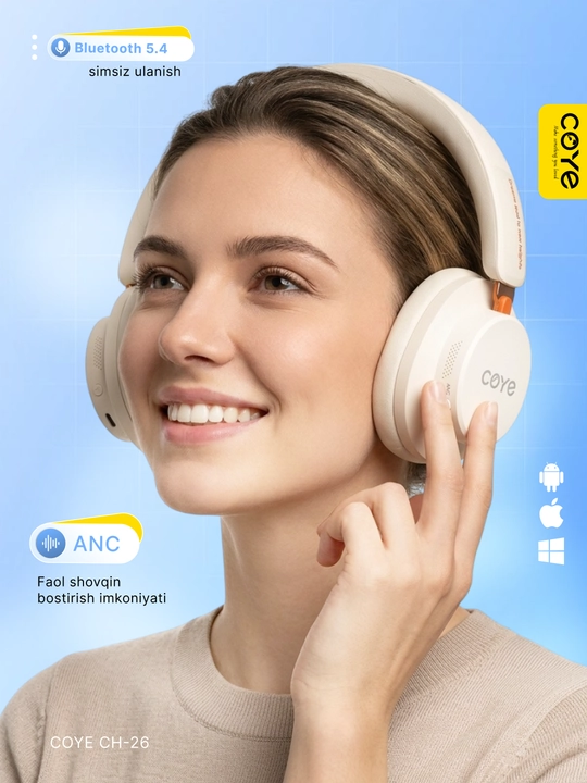 Simsiz quloqchin, ANC Bluetooth quloqchinlar, 38 soat ishlash vaqti, premium naushnik