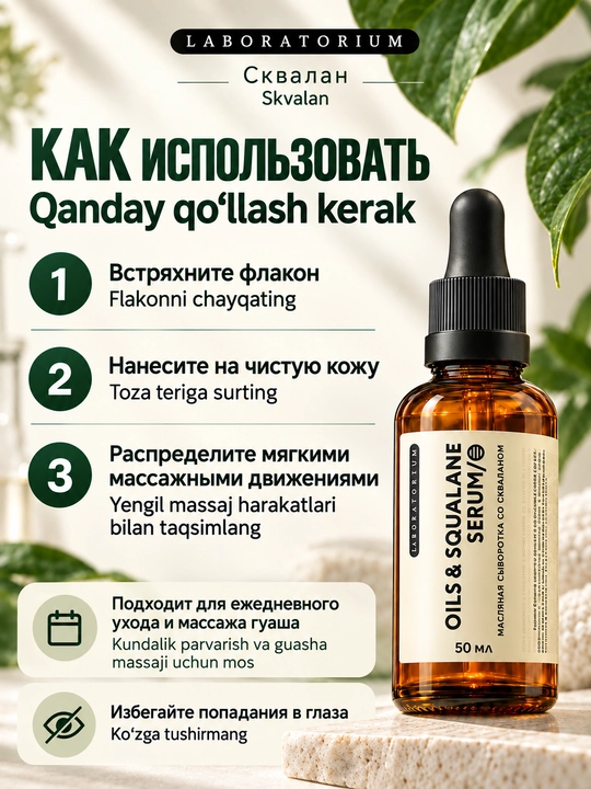 Сыворотка для лица Laboratorium: витамин C, AHA, салициловая, пептиды, сквалан, увлажнение