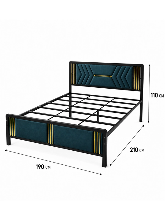 Металлическая кровать Premium 180×200 см с мягким изголовьем — усиленный каркас