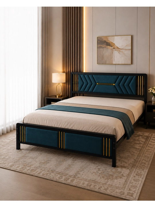 Металлическая кровать Premium 180×200 см с мягким изголовьем — усиленный каркас