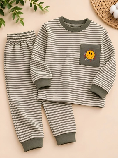 Kuz-Qish-Bahor o‘g‘il bolalar uchun paxtadan tikilgan pijama to‘plami - 