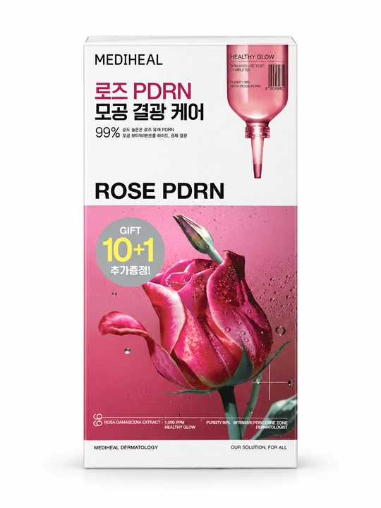 MEDIHEAL Rose PDRN Essential тканевая маска для сияния кожи лица, 10+1 шт - 