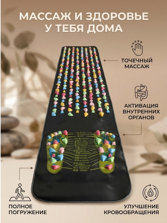 Oyoqlar uchun massajli gilam, yo'lcha. 175 sm. 35 sm