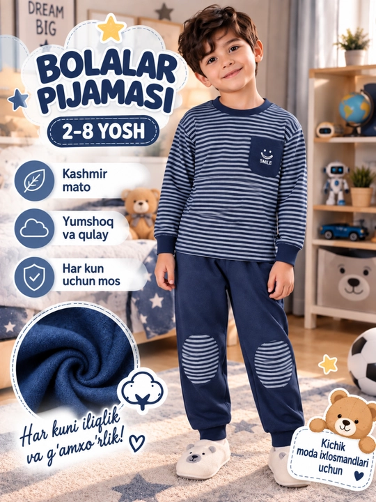 Детская пижама 2–8 лет для мальчиков и девочек, кофта и брюки для дома