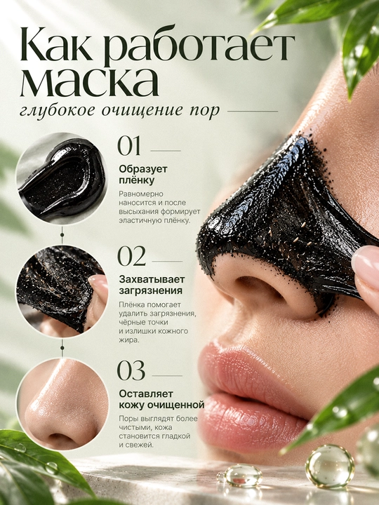 Маска от черных точек с бамбуковым углём маска-плёнка для лица 60 г