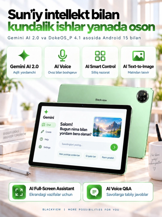 Планшет Blackview Tab 20 WiFi, без Сим-Карты, 10,1" 4/64 ГБ, Wi-Fi, 6600 мА·ч, HD+ IPS
