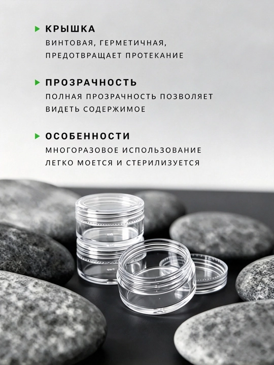 Набор маленьких баночек с крышками, 10 мл, 10 штук