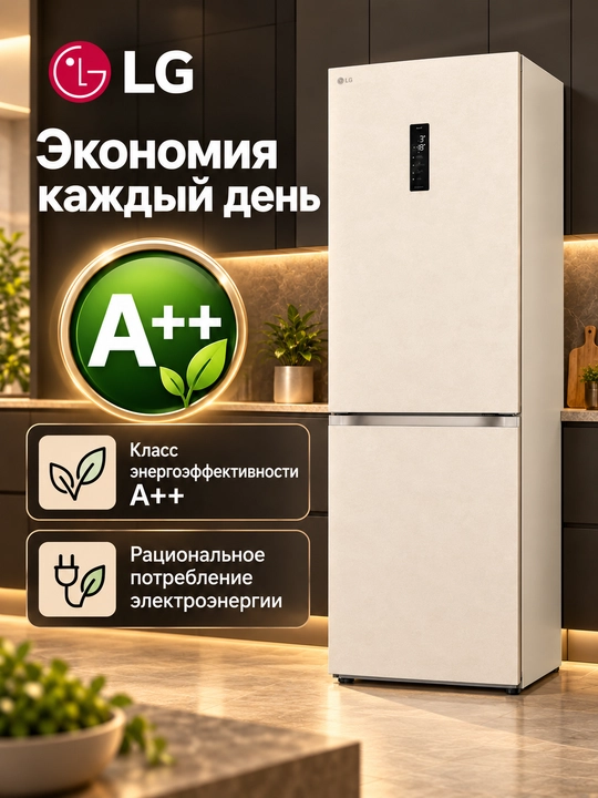 Холодильник LG GR-B459FMFW/FVFW/FQFW, 344 л, No Frost, инвертор
