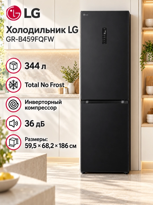 Xolodilnik LG GR-B459FMFW/FVFW/FQFW, 344 l, No Frost, invertor - 