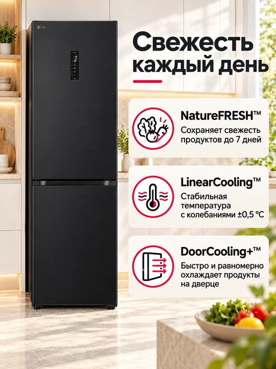 Xolodilnik LG GR-B459FMFW/FVFW/FQFW, 344 l, No Frost, invertor