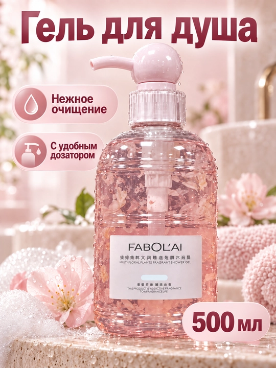 Парфюмерный гель для душа FABOL'AI, для ежедневного использования, 500 мл - 