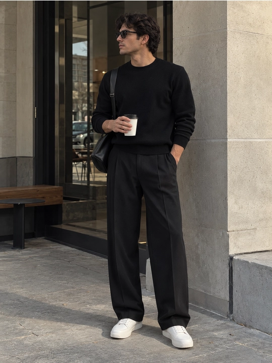 Мужские брюки свободного кроя oversize штаны с защипами