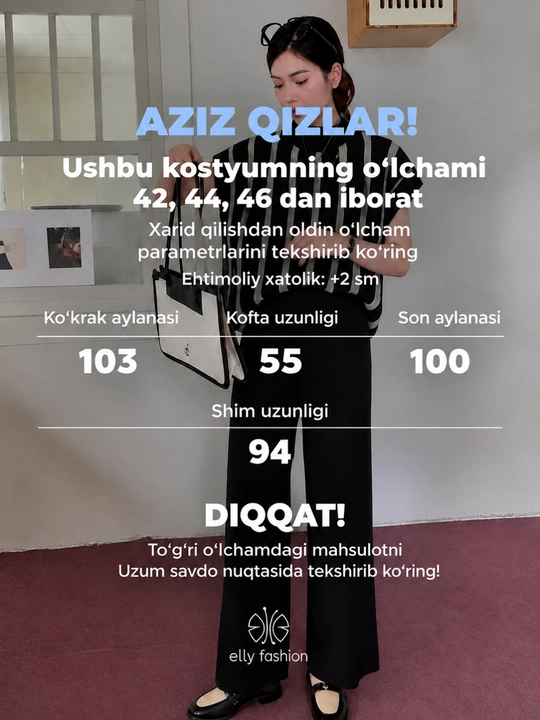 Dvoyka ayollar uchun trikotaj, shim va amerikankadan iborat to‘qilgan kostyum UNCHA STORE