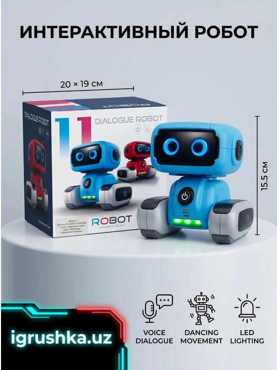 Interaktiv robot Dialogue Robot LZZ ovozli boshqaruv, yurish va yoritish bilan