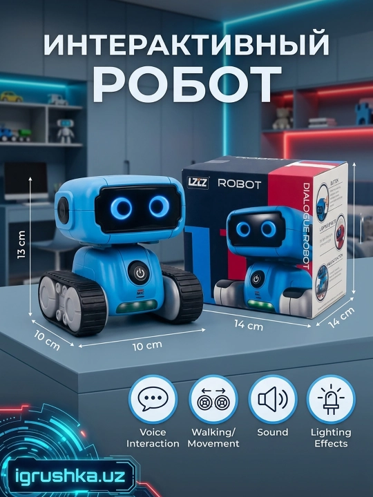 Interaktiv robot Dialogue Robot LZZ ovozli boshqaruv, yurish va yoritish bilan - 