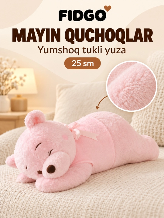 FIDGO yumshoq ayiq o‘yinchoq-yostig‘i, Vinni Pux, pushti ayiq va Lotso