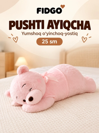 Qizlar uchun yumshoq o'yinchoq-yostiq: Vinni Pux va Lotso ayig'i 25-40 sm - 