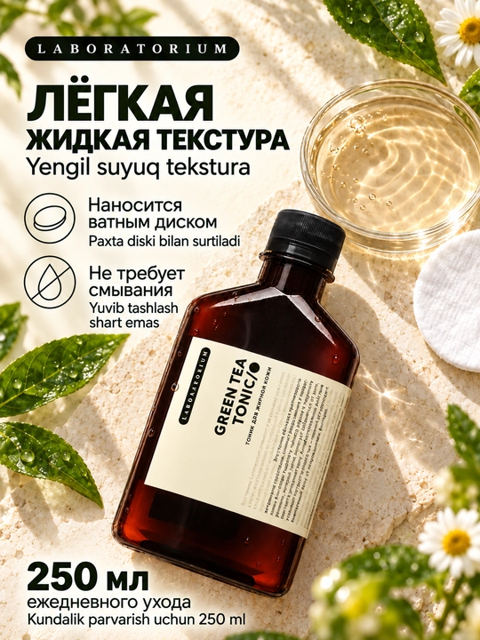 Тоник для лица Laboratorium, 250 мл: зелёный чай, лаванда или Wild Rose
