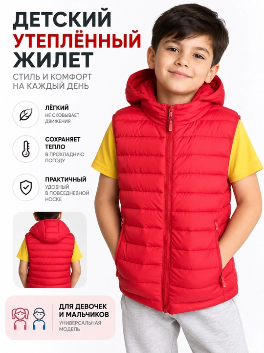 Жилет с капюшоном для мальчиков и девочек - 
