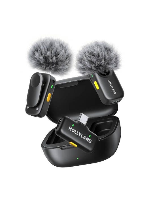Беспроводной микрофон Hollyland Lark A2 Duo (2TX+1RX), USB-C, Space Gray, с зарядным кейсо - 