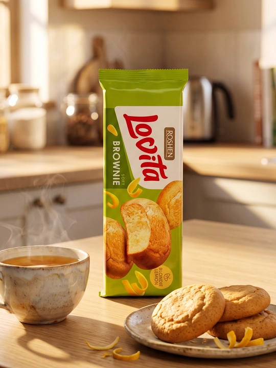 LOVITA "BLONDI BRAUNI" limonli qo‘shimcha pishiriq, 152 g