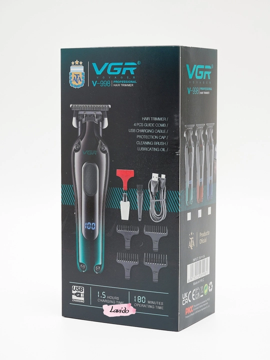 Professional soch va soqol olish mashina VGR V-998, simsiz trimmer, LED displeyli