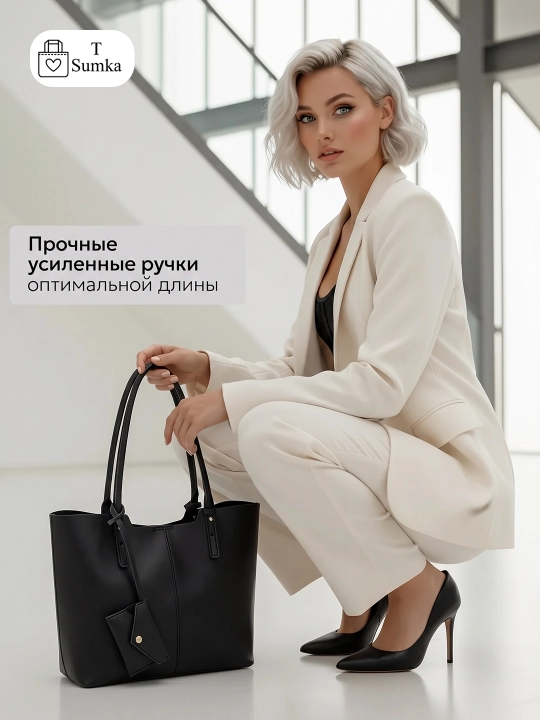 Ayollar shopper sumkasi, katta hamyonli, o‘qish va ish uchun mo‘ljallangan, sig‘imli