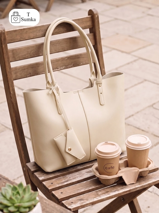 Ayollar shopper sumkasi, katta hamyonli, o‘qish va ish uchun mo‘ljallangan, sig‘imli