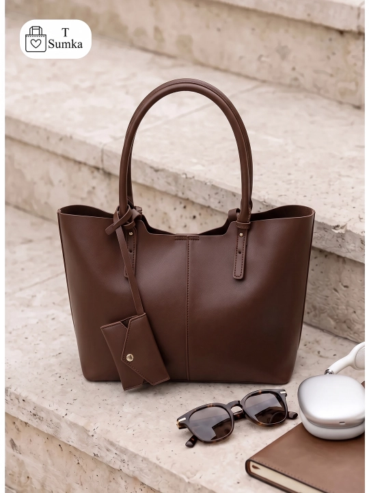 Ayollar shopper sumkasi, katta hamyonli, o‘qish va ish uchun mo‘ljallangan, sig‘imli