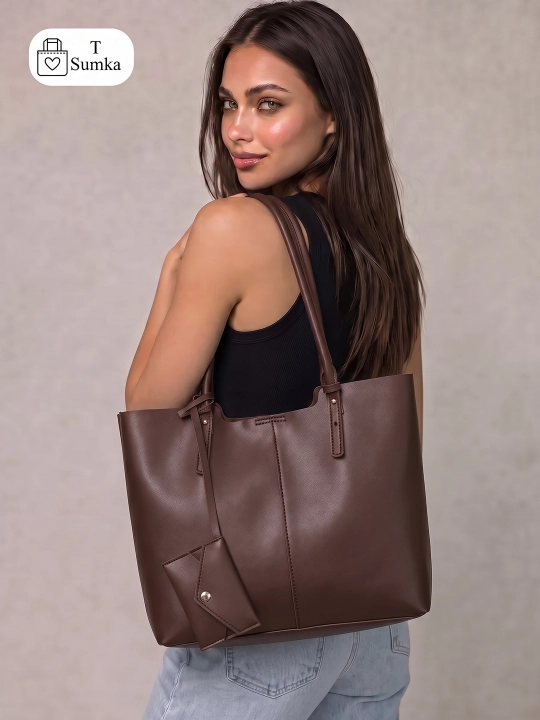 Ayollar shopper sumkasi, katta hamyonli, o‘qish va ish uchun mo‘ljallangan, sig‘imli