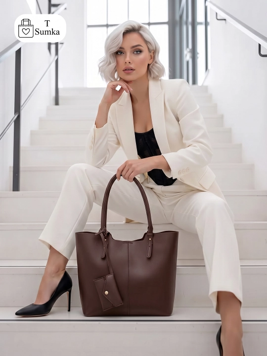 Ayollar shopper sumkasi, katta hamyonli, o‘qish va ish uchun mo‘ljallangan, sig‘imli