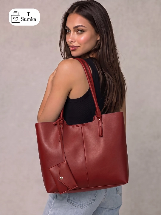 Ayollar shopper sumkasi, katta hamyonli, o‘qish va ish uchun mo‘ljallangan, sig‘imli