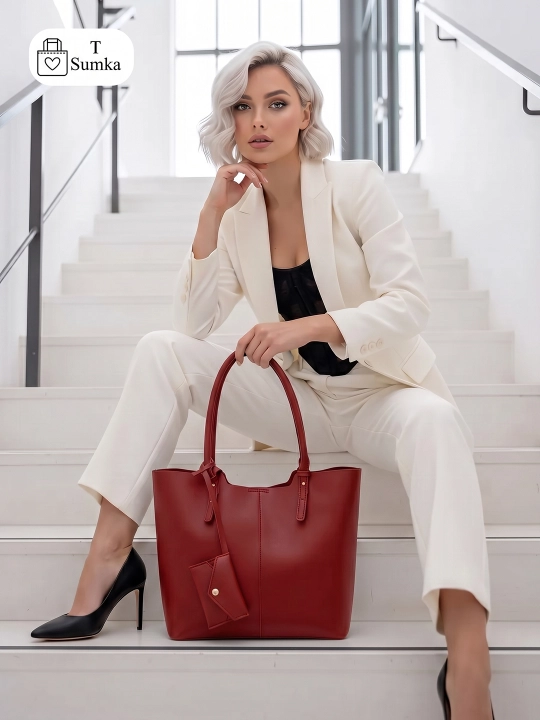 Ayollar shopper sumkasi, katta hamyonli, o‘qish va ish uchun mo‘ljallangan, sig‘imli