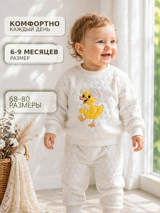 Осенний комплект и комбинезон для малышей (6–9 месяцев), из мягкого хлопка