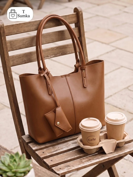Ayollar shopper sumkasi, katta hamyonli, o‘qish va ish uchun mo‘ljallangan, sig‘imli