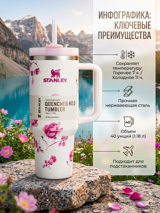 Термокружка STANLEY 1180 мл, термос из нержавеющей стали, термостакан