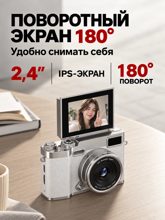 M9 48 MP Full HD oynali raqamli kamera, 16x Zoom, aylanuvchi ekran
