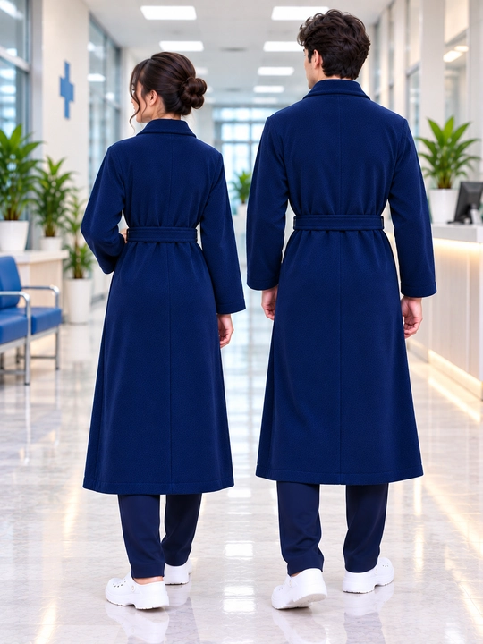 Erkaklar va ayollar uchun issiq tibbiy xalat, yumshoq uy xalat-kimono, belbog‘li