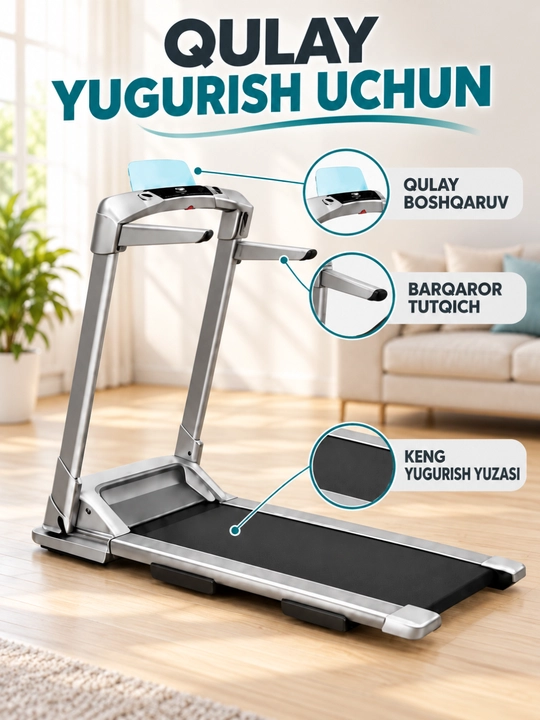 Uy uchun mexanik yugurish yo‘lagi, kardiotrenajer, yig‘iladigan fitnes yo‘lagi