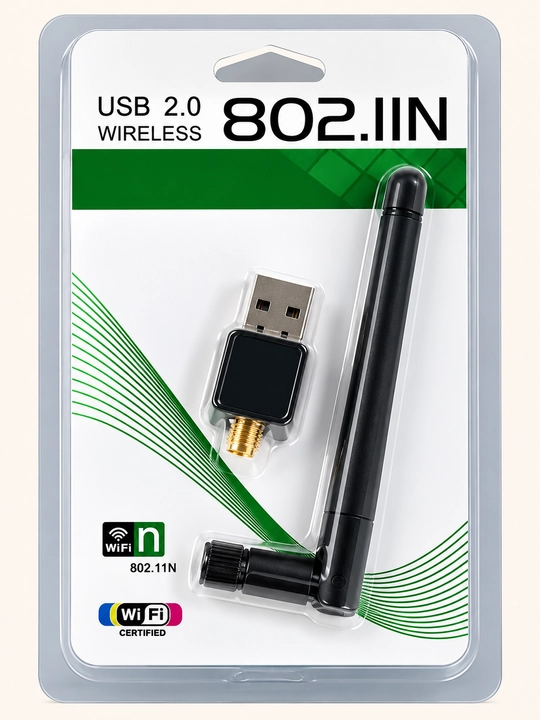 USB Wi-Fi адаптер USB 2.0 с антенной, стандарт 802.11n, сетевой адаптер