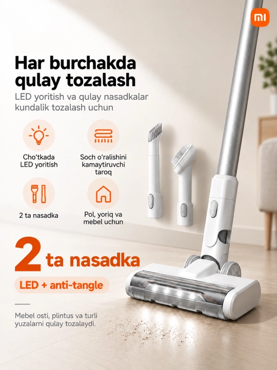 Вертикальный беспроводной пылесос Mijia Vacuum Cleaner 4C,4,4 Pro, до 90 мин работы