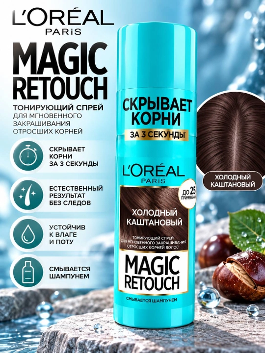 L’Oréal Paris Magic Retouch тонирующий спрей для корней, Чёрный